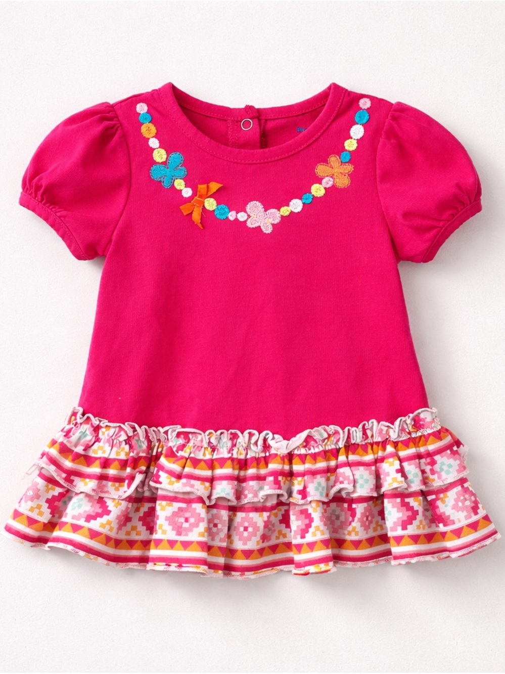 Buster Brown Bright Fuchsia Floral Ruffle Dress 12 months Girls